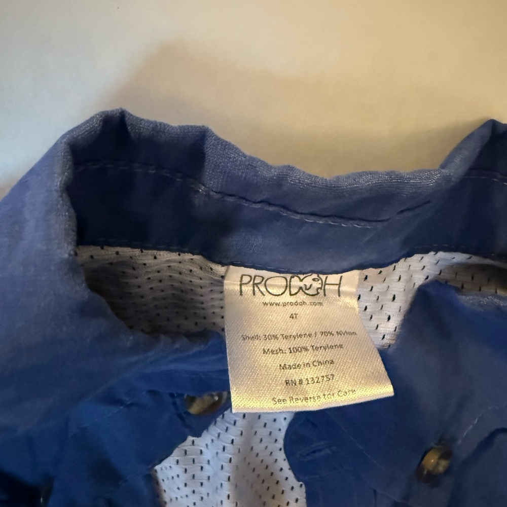 Prodah| Prodah Boys Blue |Button Down Long Sleeve size:4T|boys fishing shirts |